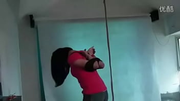 Preview 2 of Nancy Vee Porn Pregnant - Girl in Red T-shirt is Tied up