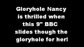 Preview 1 of Sacoul Mms - Gloryhole Nancy sucking 9&quot_ of BBC