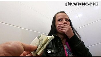 Preview 1 of Homemade Puerto Rican Pov - Amateur Kristyna fucked in public toilet in exchange for cash