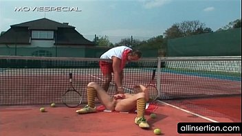 Preview 3 of Cardriving - Blonde self fucks with dildo on the tennis field