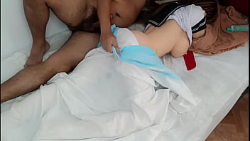 Preview 1 of Bed Masti Porn Hd - I went into my nymphomaniac stepdaughter&#039_s room to cover her with a blanket and when I saw her naked and felt her perfect ass my cock became erect and when she discovered me masturbating she got wet a
