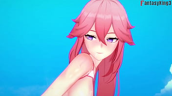 Preview 4 of College Girl Xvide Ind - Yae Miko Bikini sex on the beach 2 Genshin Impact | Full And Just POV on Sheer or PTRN: Fantasyking3