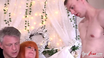 Preview 1 of Lesbien Fat Ass Sucks - AGEDLOVE Teen big dick and old huge cock fuck Amber together