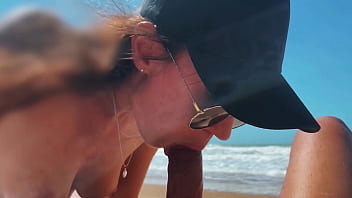 Preview 2 of The My - My Super PoV Blowjob from Beauty Teen Girl in a cap,  Seashore,  Naked Nude Beach,  Blowjob Sex Toys