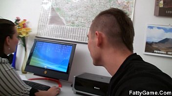 Preview 1 of Big Tot Glasess Teen Outdoor - Client bangs BBW right in the office