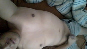 Preview 4 of Caress Her - Jacking off my uncut cock,  full body view,  slowly stroking my uncut cock,  growing penis,  from soft to hard. March 16,  2024.
