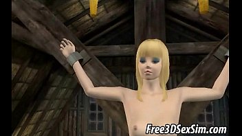 Preview 1 of Justine Joli Madison Young - Tied up 3D cartoon blonde sucking on a hard cock