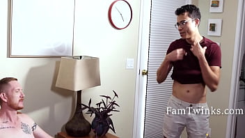 Preview 1 of Mom Washing Clothes Son Fuck - Horny Nerdy Latino Twink Sucks His Step Dad&#039_s BWC - Brody Kayman &amp_ Florien