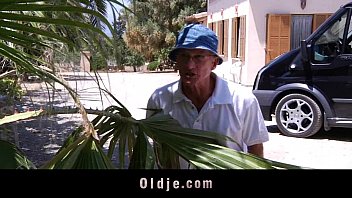Preview 2 of Razzersteepmom - Hot tanned Angel Rivas fucks two Oldmen