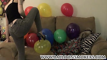 Preview 2 of India Tubexx - Indigo Augustine pops balloons in heels