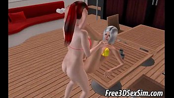 Preview 3 of Fuck While Tide On - Hot 3D shemale fucked hard by a tranny on a boat