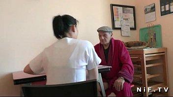 Preview 1 of Sunny Lione Fuck Pussy Video - French old man Papy Voyeur doing a young asian nurse