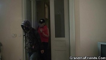 Preview 1 of Drunk Sex Orgy - Failed robbery leads to threesome with mature lady