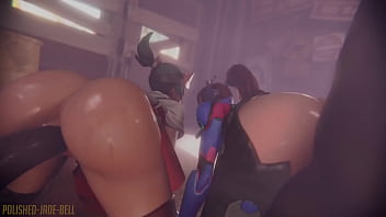 Preview 1 of Vr Scat - Dos Negros Pulverizan los &Uacute_teros de D.Va y Kiriko | Blacked | Polished-Jade-Bell