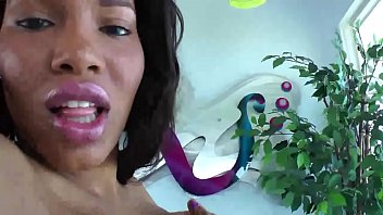 Preview 1 of Fucking Sxx - Ebony tranny ts playing with her dick