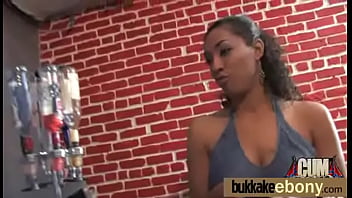 Preview 2 of Johnny Sins Sunny Leon Sex - Ebony Babe Sucks Group Of White Guys 8
