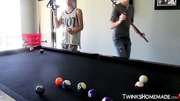 Preview 1 of Big Butsh - Pool game with twinks ends in hardcore bareback threesome