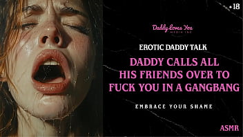 Preview 1 of Mom Hrntai - Daddy Talk: Stepdad humiliates you before calling all his friends over to fuck you