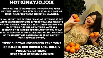 Preview 1 of Sine Line Xxx Com - Sexy cheetah Hotkinkyjo take tons of balls in her ruined anal hole &amp_ prolapse extreme