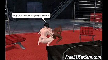 Preview 3 of Sauna Hijap Indonesia - Ebony hunk getting fucked hard by two 3D shemales