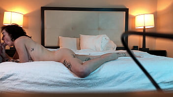 Preview 2 of Bathrim Xxx - Hot Tatted Petite Beauty Sucks Huge Dick