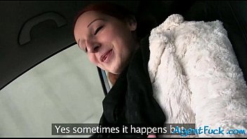 Preview 1 of Gravity Dildo - Pretty redhead amateur Zuzana fucked in a cab for cash