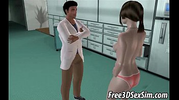 Preview 4 of Son And Xxxii Sex - Hot 3D brunette getting fingered by her doctor
