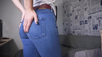 Preview 3 of Sexi Brest - Ass Teasing In Tight Blue Jeans And Full Back Panties