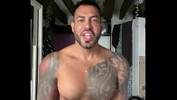 Preview 2 of Chubs Suck - Latino PORNSTAR VIKTOR ROM Lying down squeeze BBC out all milk big muscle boy and tattoed
