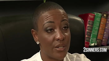 Preview 1 of Pregnet Xhmstrgrenny Xhmstr - Big Tits Ebony Principal Fucks Student In Her Office