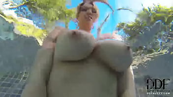Preview 1 of Rod Licking - Bashful and Busty: Solo Titty Play at the Pool