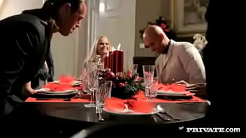 Preview 1 of Indina Kiss - Sexy Trio of Pornstars Enjoy a Holiday Dinner and Then Sex