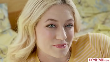 Preview 1 of Mom Eat Sons Sperm - Blonde teen babysitter seducing boss and giving him blowjob