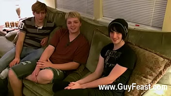 Preview 1 of Dani Daniels Newd - Gay sex Aron,  Kyle and James are h. out on the daybed and ready