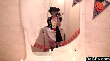 Preview 1 of 1ststdio - Dagfs - Hot Brunette Teen Strips Out Of Costume