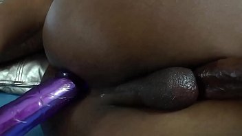 Preview 1 of Fattah Amboydy - Ebony tranny shemale playing with dildo