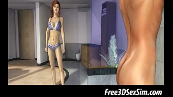 Preview 1 of Thai Bi Anal - Busty 3D brunette getting licked and fucked hard
