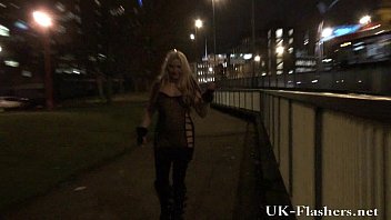 Preview 4 of Bella Rose Chaturbate - Sexy voyeur evening outdoors with blonde amateur babe in lingerie flashing