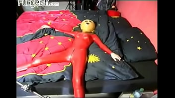 Preview 3 of Film Polc - Girl inside red latex looking amazing