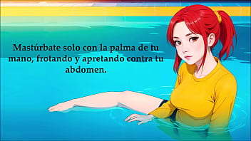 Preview 2 of Som Sex - JOI hentai,  traviesa en la piscina. Voz espa&ntilde_ola.