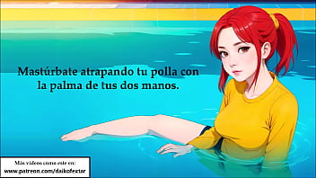 Preview 4 of Som Sex - JOI hentai,  traviesa en la piscina. Voz espa&ntilde_ola.