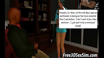 Preview 3 of Son Nom Big Chhut - Green haired 3D babe sucking on an ebony studs cock
