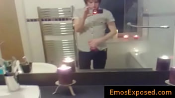 Preview 1 of Jabardast Chudai Video Seal Pack - Emo redhead jerking his penis in the mirror gay porno