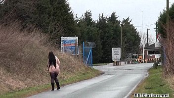 Preview 4 of Lie Back Deepthroat - Fat amateur flasher Emmas public exhibitionism and voyeur bbw babe outdoors nude