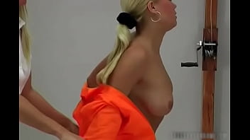 Preview 1 of Asian Lesbian Licked Grey Pussy - Blond in orange rug muncher slapping