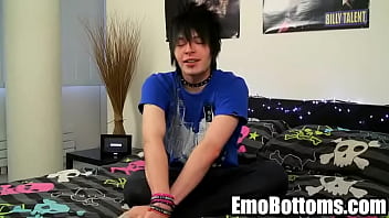 Preview 2 of Masturbating Pierced - Emo twink Alex Phoenix stroking his hard schlong
