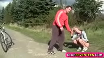 Preview 1 of Matue Seduced - Beautiful skinny teen girl fucked by her runnning coach on the bicycle