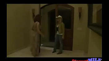 Preview 1 of Little Grill And Boy Sax - Busty MILFs enjoying licking and fingering each other p1
