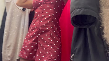 Preview 2 of American Porn Tv Shows - A girl tries on a dress in a public place