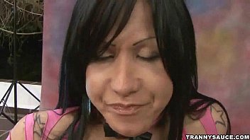 Preview 1 of Free Dad Fuck Mom Son Caught - Busty latina shemale babe tugging on her hard cock